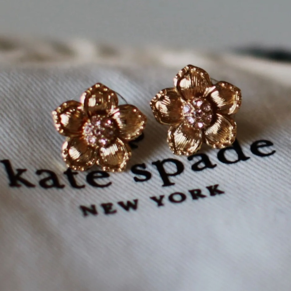 Kate Spade Pave Posey flower earrings in gold